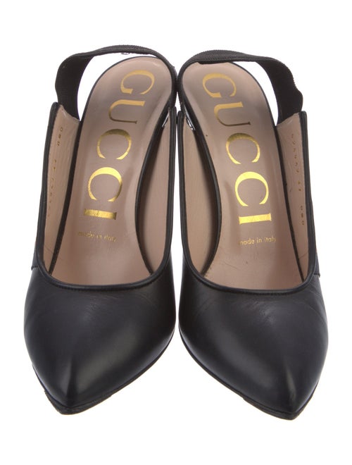 Gucci Sylvie Web Accent Leather Slingback Pumps