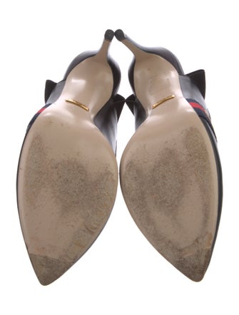 Gucci Sylvie Web Accent Leather Slingback Pumps