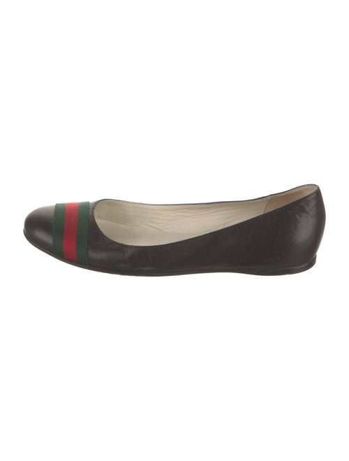 Gucci Web Accent Leather Ballet Flats