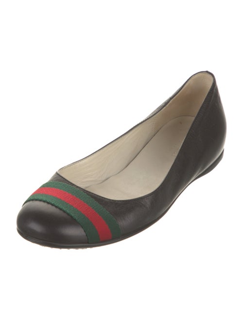 Gucci Web Accent Leather Ballet Flats