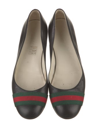 Gucci Web Accent Leather Ballet Flats