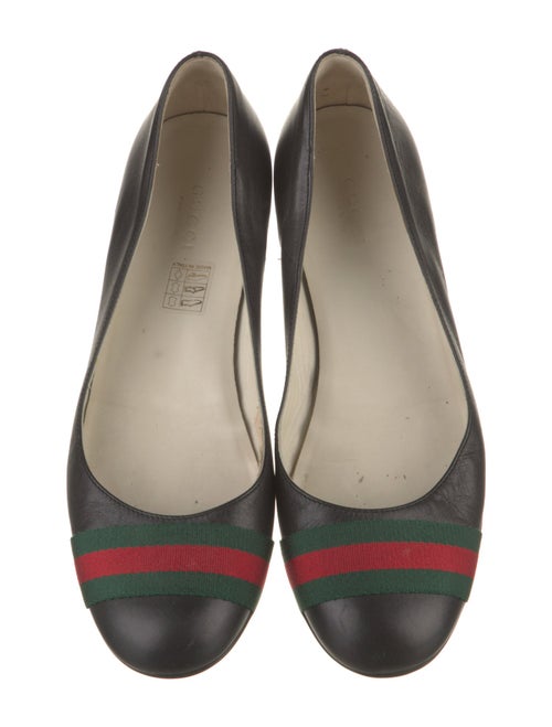 Gucci Web Accent Leather Ballet Flats