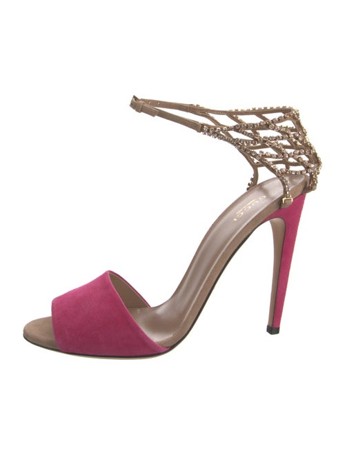 Gucci Suede Crystal Embellishments Sandals
