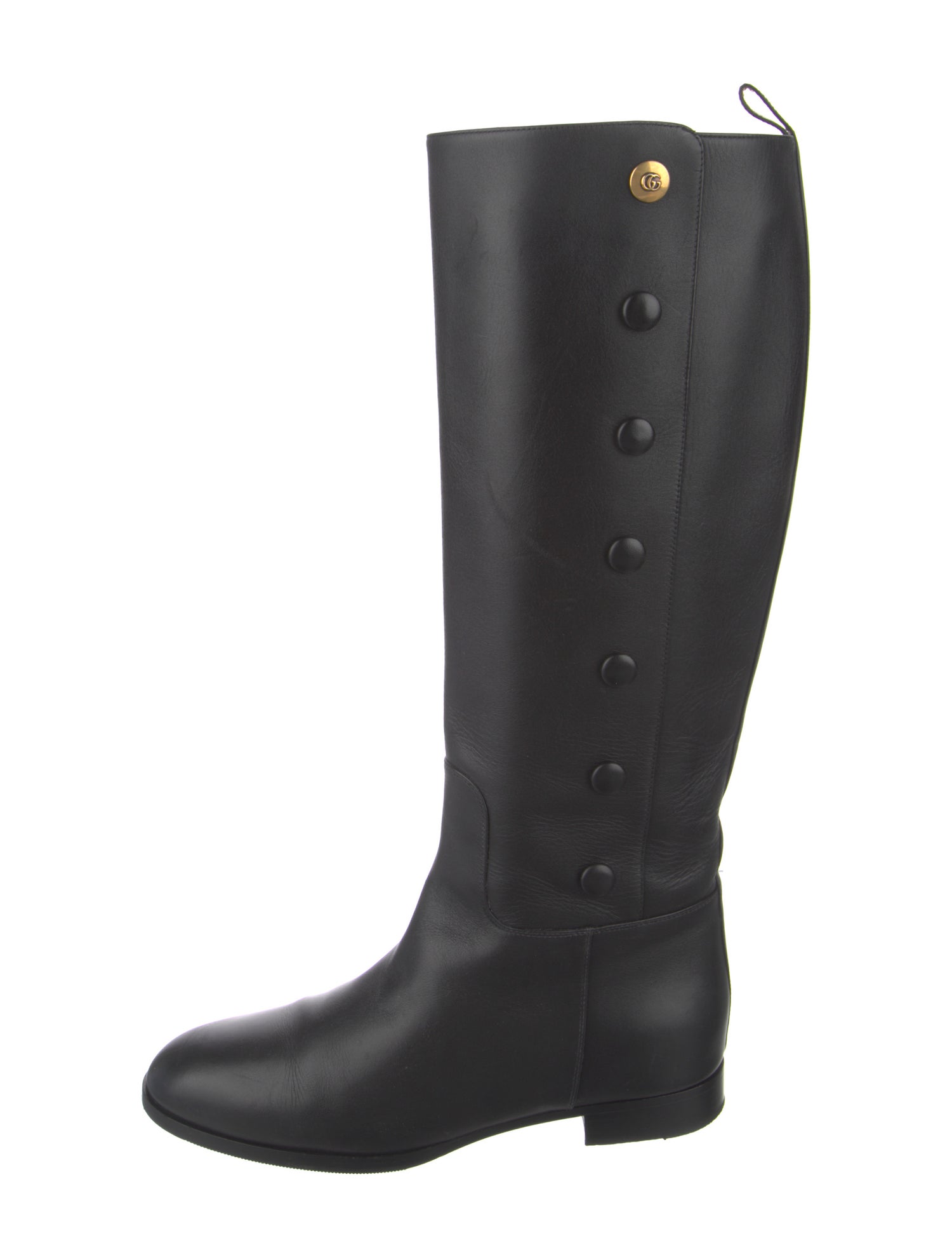 Gucci Double G Logo Leather Riding Boots