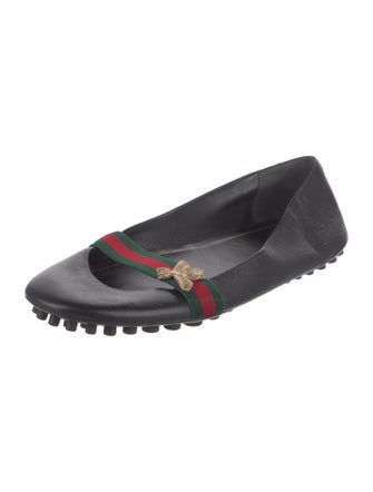 Gucci Web Accent Leather Flats