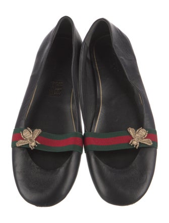 Gucci Web Accent Leather Flats