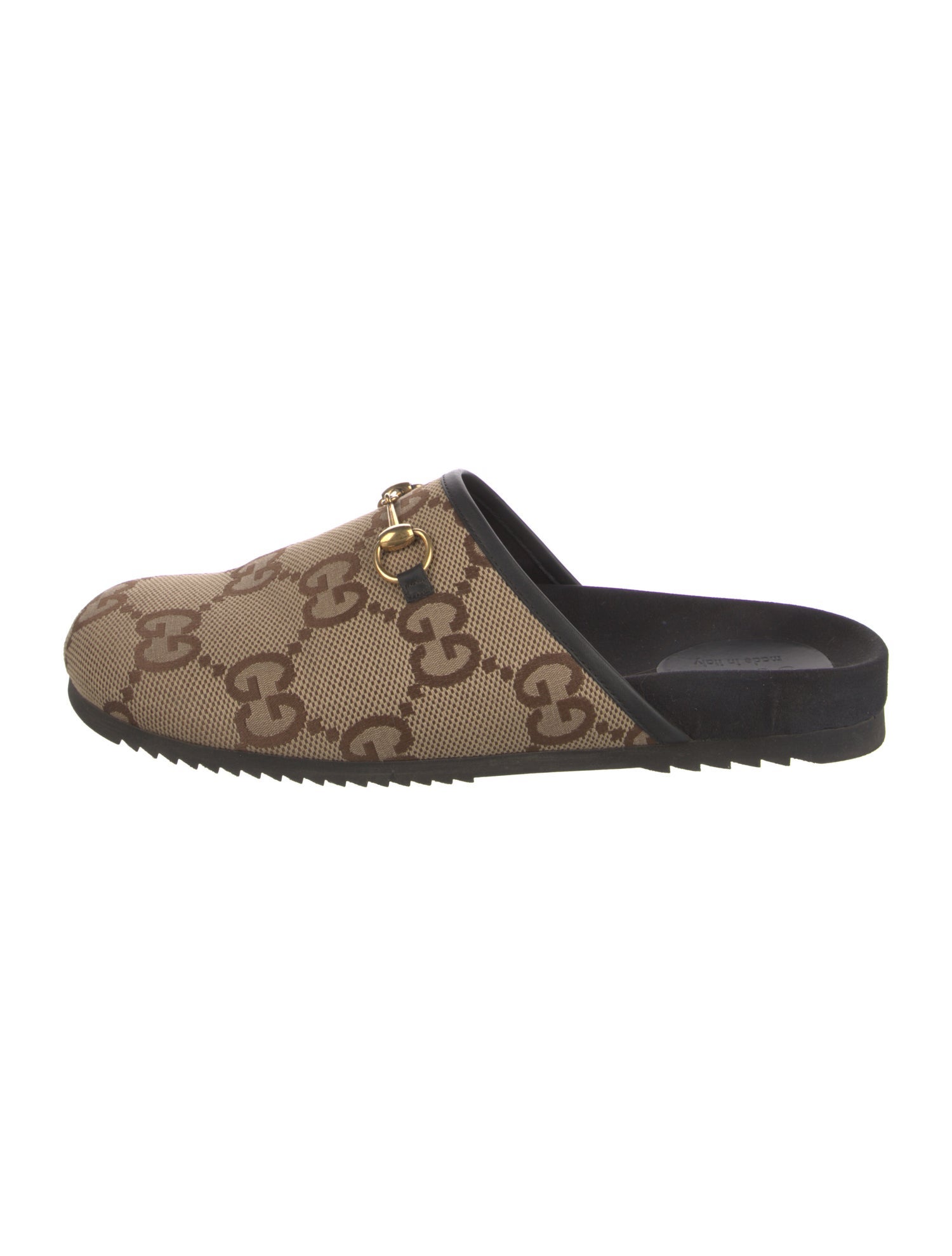 Gucci Horsebit Accent Canvas Slides