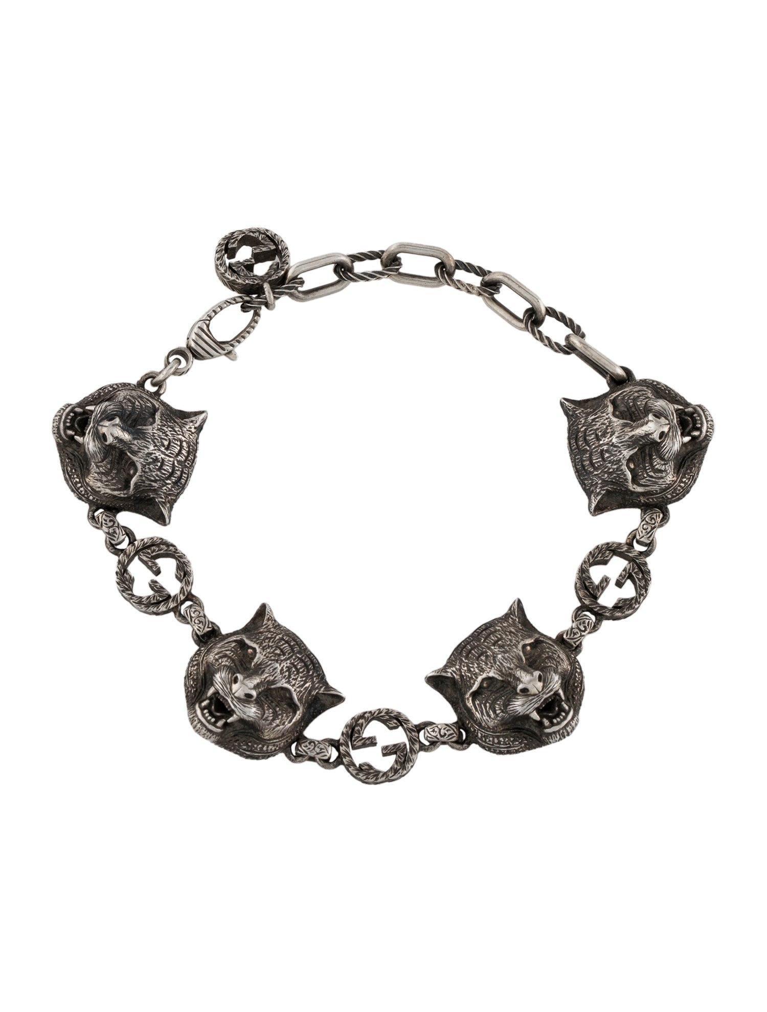 Gucci Garden Feline Head Link Bracelet