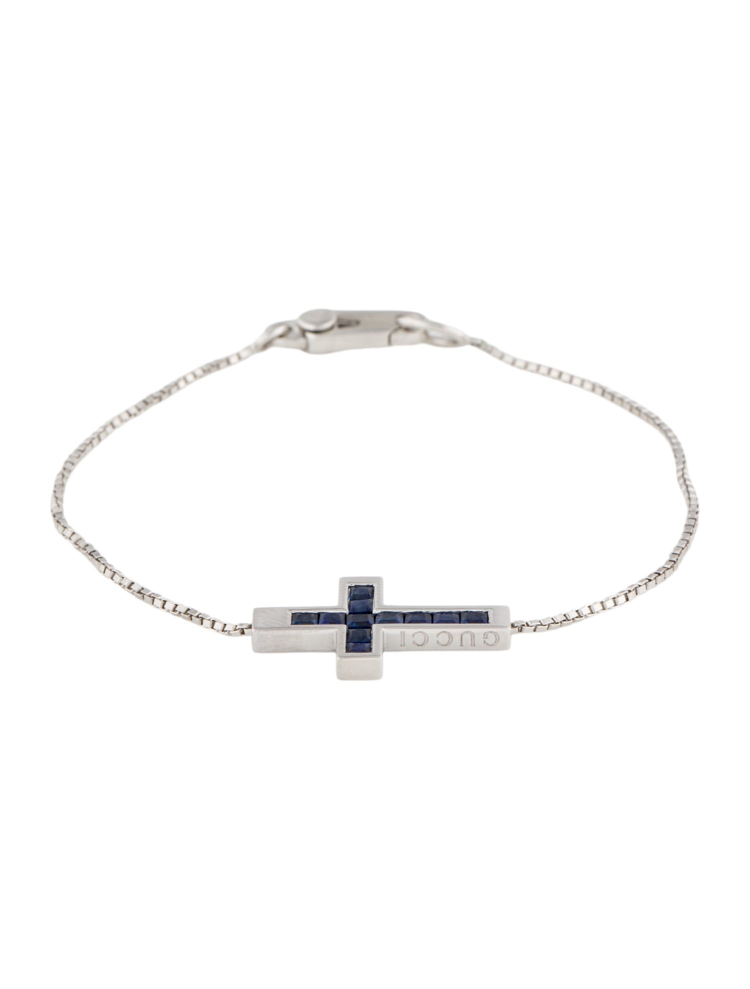 Gucci 18K Sapphire Cross Station Bracelet