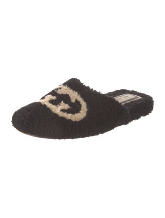 Gucci Interlocking G Logo Shearling Mules