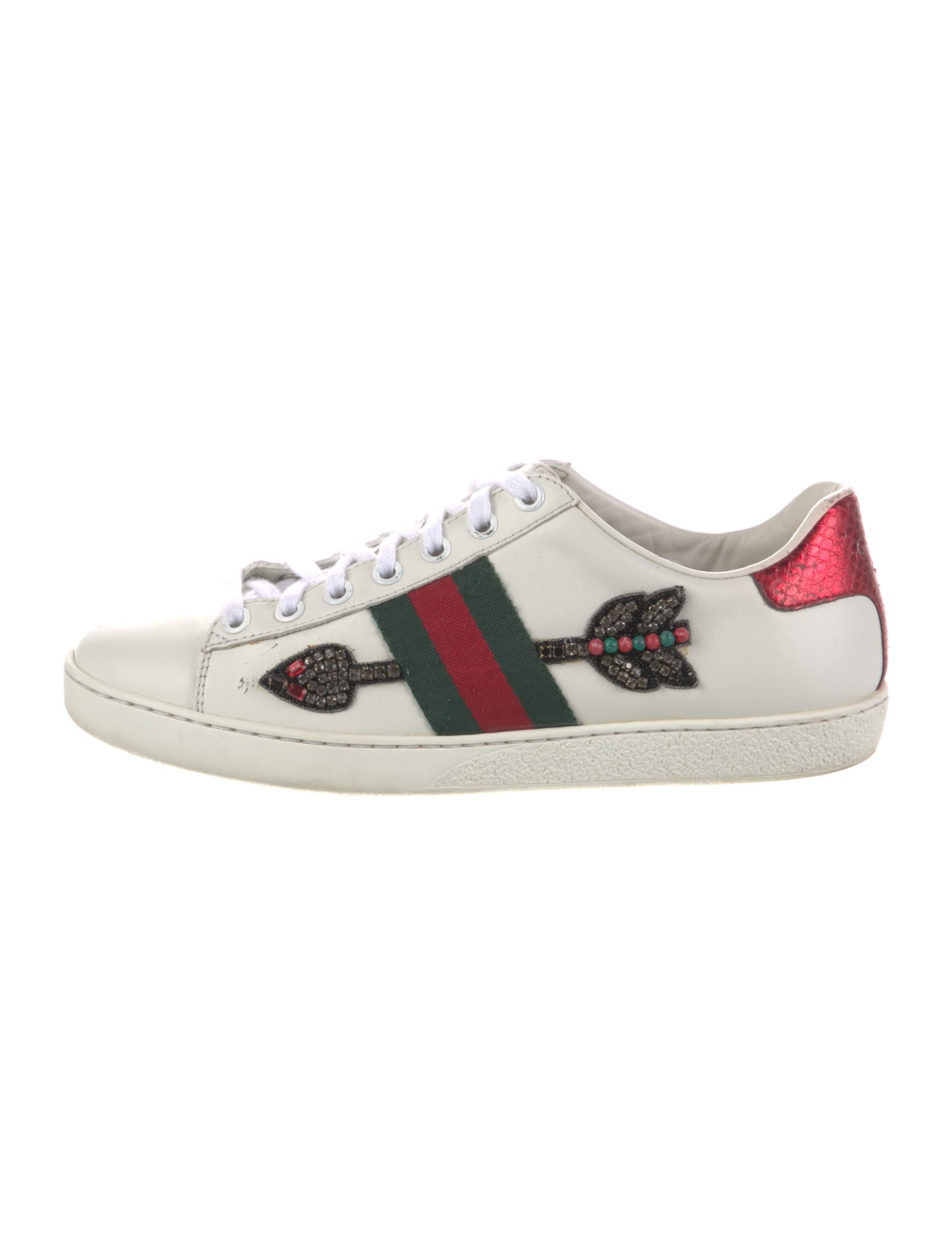 Gucci Web Accent Leather Sneakers