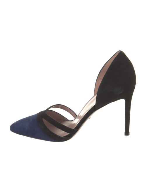 Gucci Suede Colorblock Pattern D'Orsay Pumps