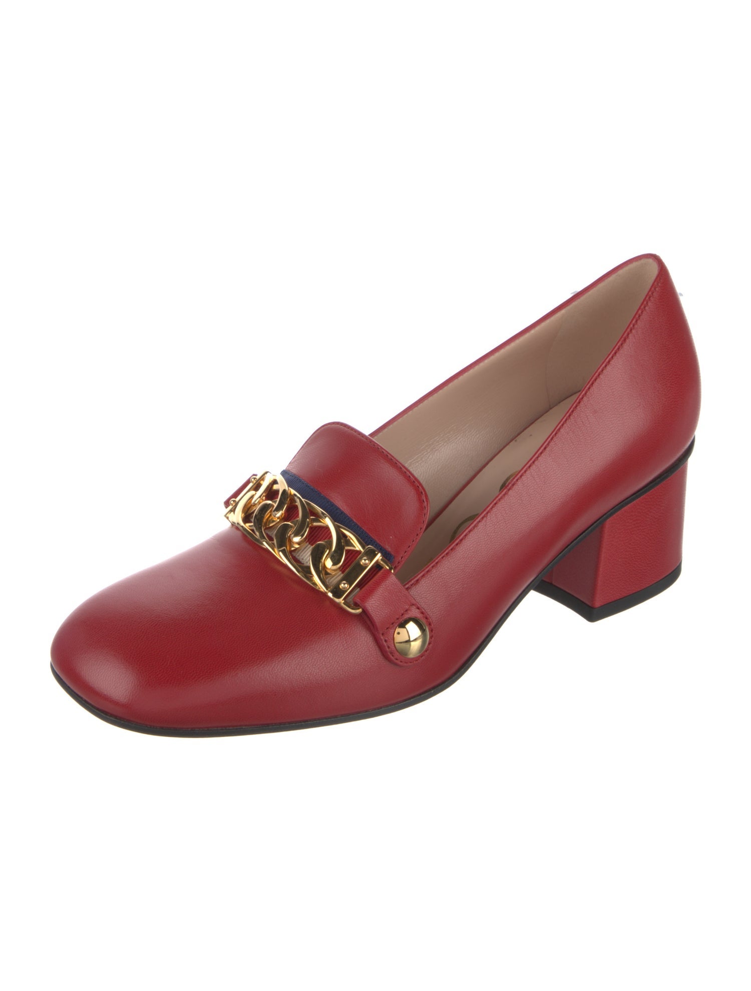Gucci Sylvie Web Accent Leather Loafers