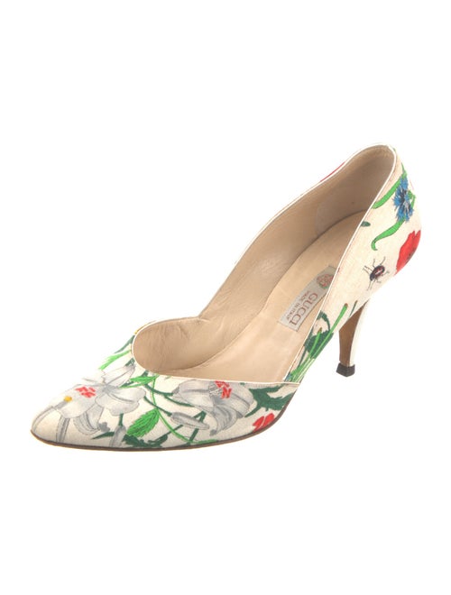 Gucci Flora Print Canvas Slingback Pumps