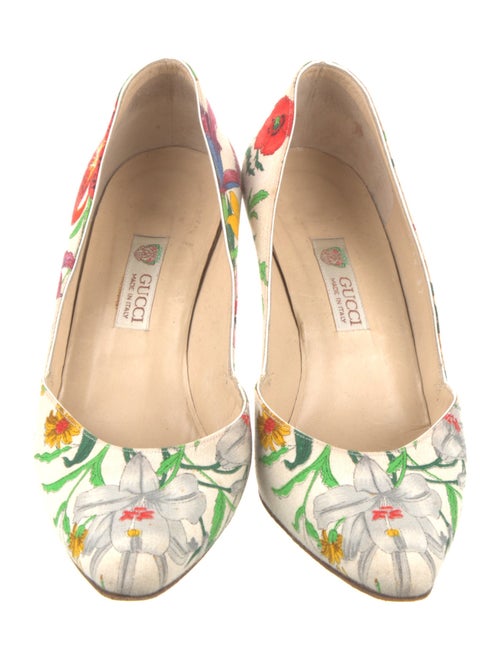 Gucci Flora Print Canvas Slingback Pumps