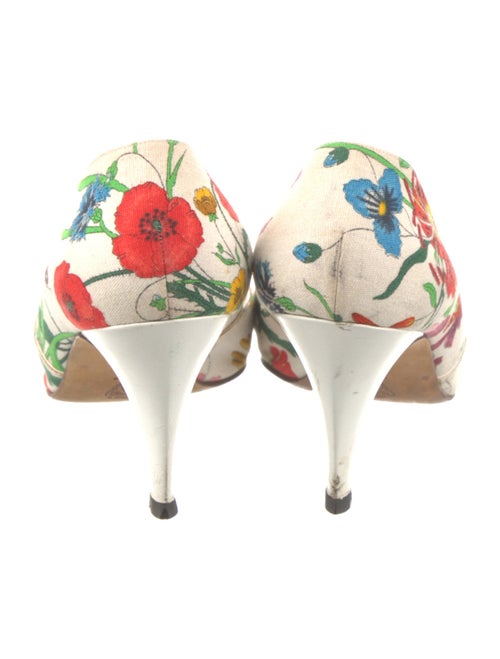 Gucci Flora Print Canvas Slingback Pumps