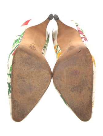 Gucci Flora Print Canvas Slingback Pumps