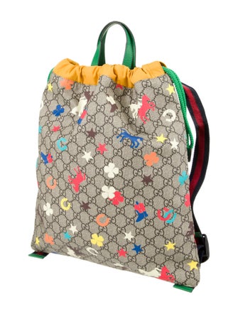 Gucci Kids' GG Supreme Horseprint Drawstring Bag