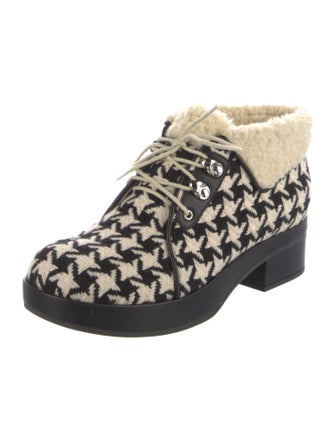 Gucci Wool Houndstooth Print Hiking Boots