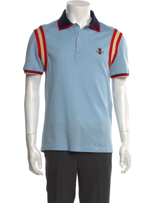 Gucci Bee Accent Striped Polo Shirt
