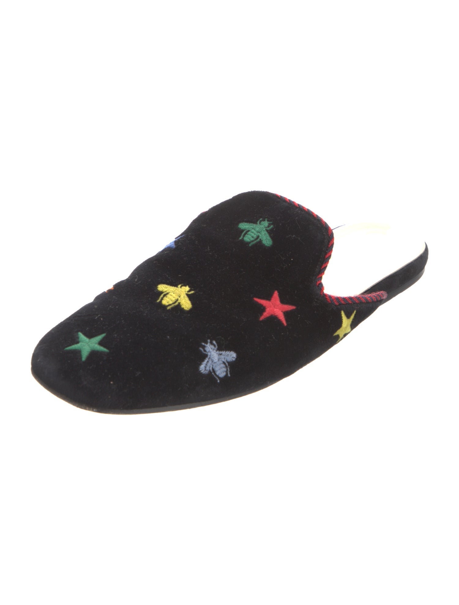 Gucci Bee Accent Velvet Mules