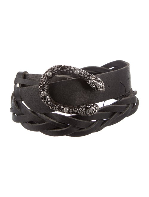 Gucci Leather Braided Accents Waist Belt