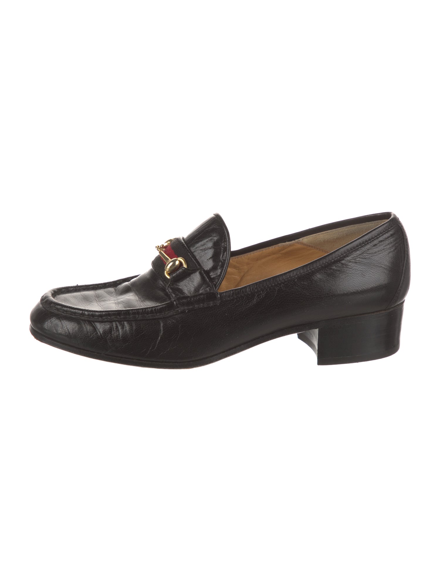 Gucci Web Accent Leather Loafers