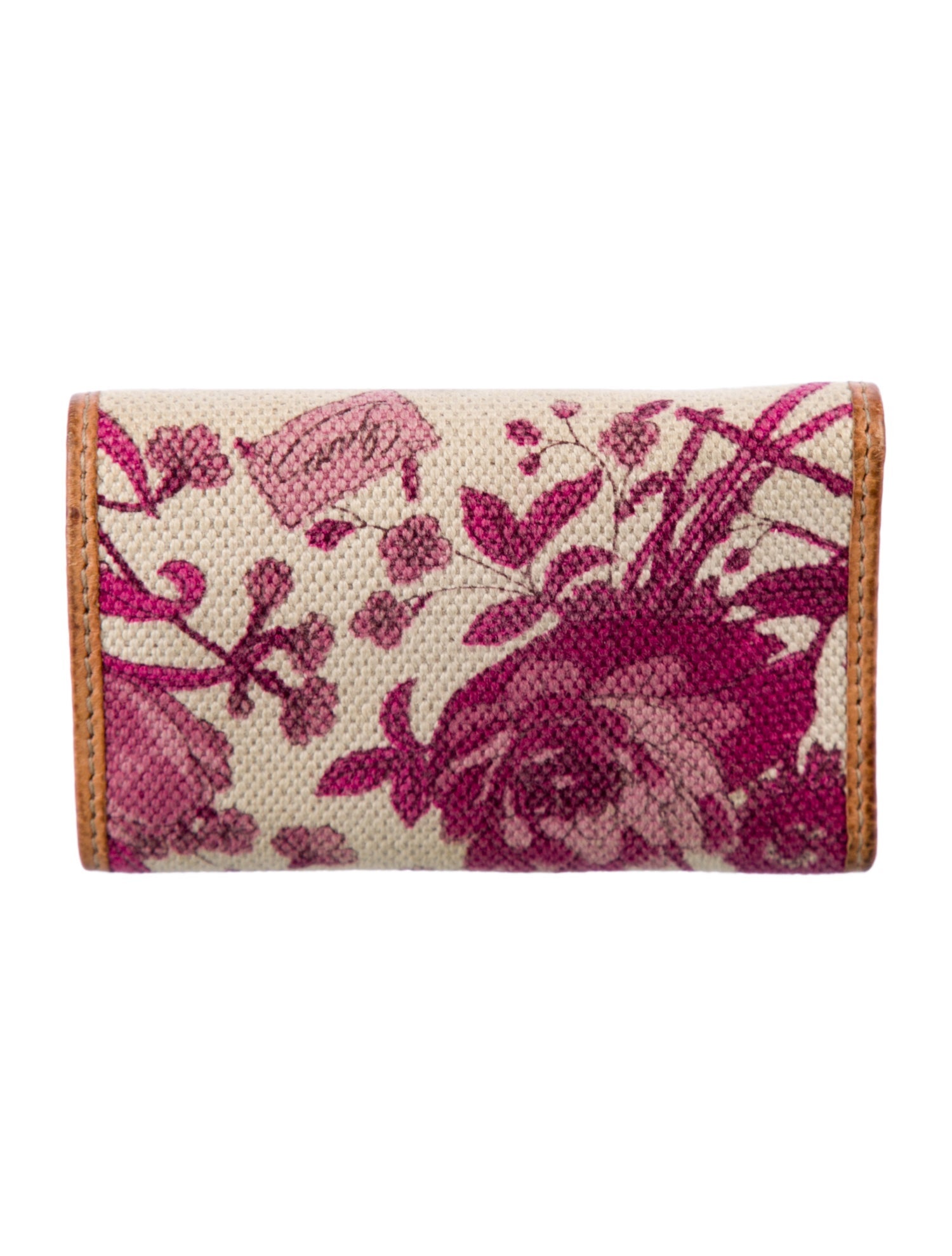 Gucci Canvas Leather Trimmed Floral 6-Ring Key Holder