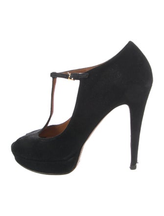 Gucci Suede T-Strap Pumps