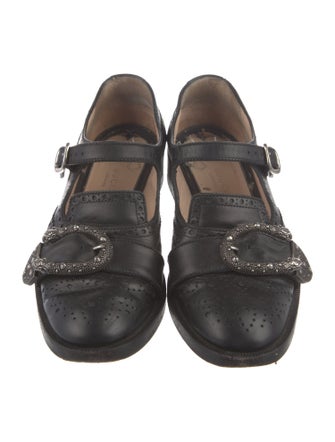 Gucci Bee Accent Leather Mary Jane Flats
