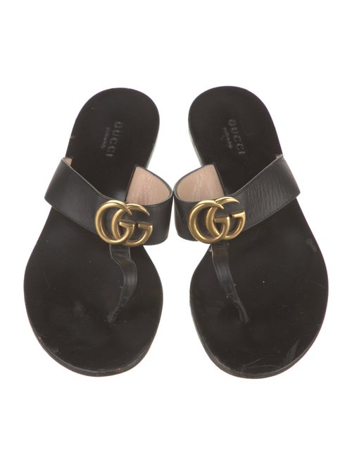 Gucci Double G Logo Leather Slides