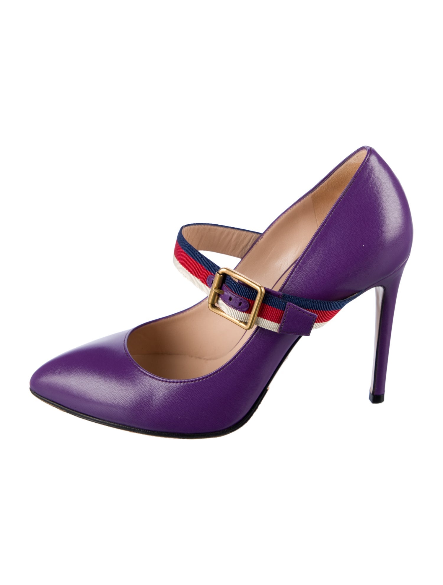 Gucci Sylvie Web Accent Leather Pumps