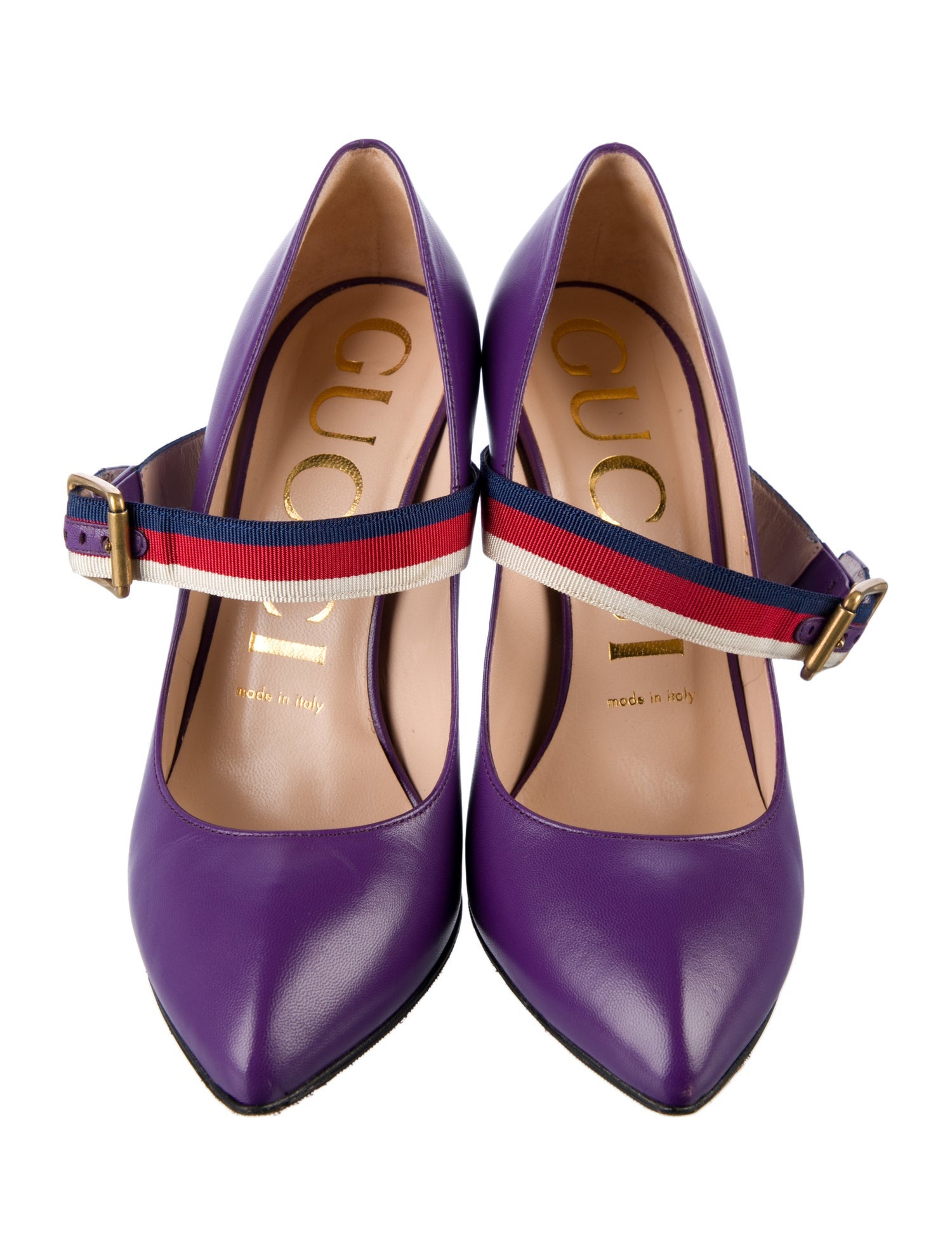 Gucci Sylvie Web Accent Leather Pumps