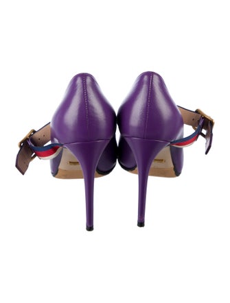 Gucci Sylvie Web Accent Leather Pumps