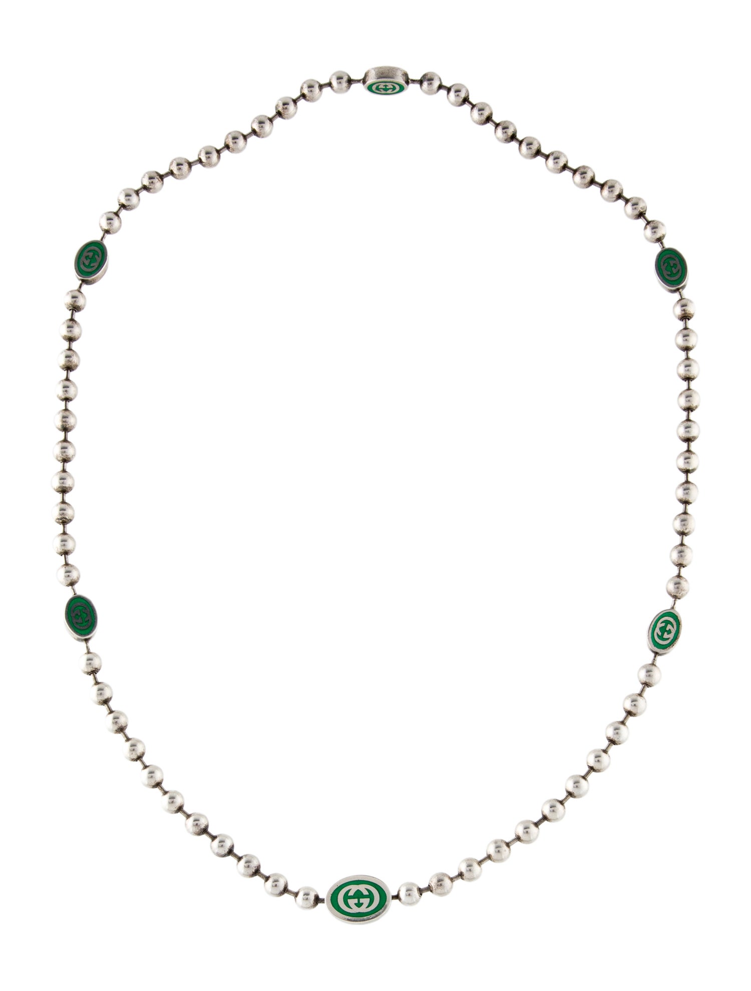 Gucci Enamel GG Station Necklace