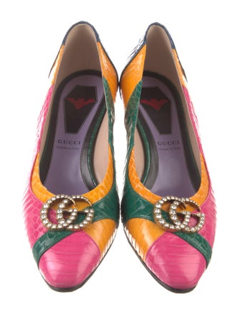 Gucci Snakeskin Colorblock Pattern Pumps