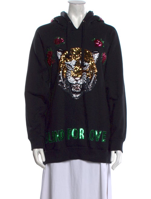 Gucci Tiger Head Accent Graphic Print Hoodie