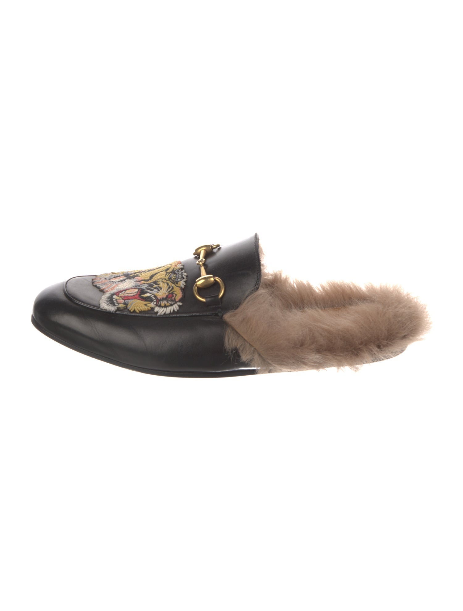 Gucci Horsebit Accent Leather Slippers