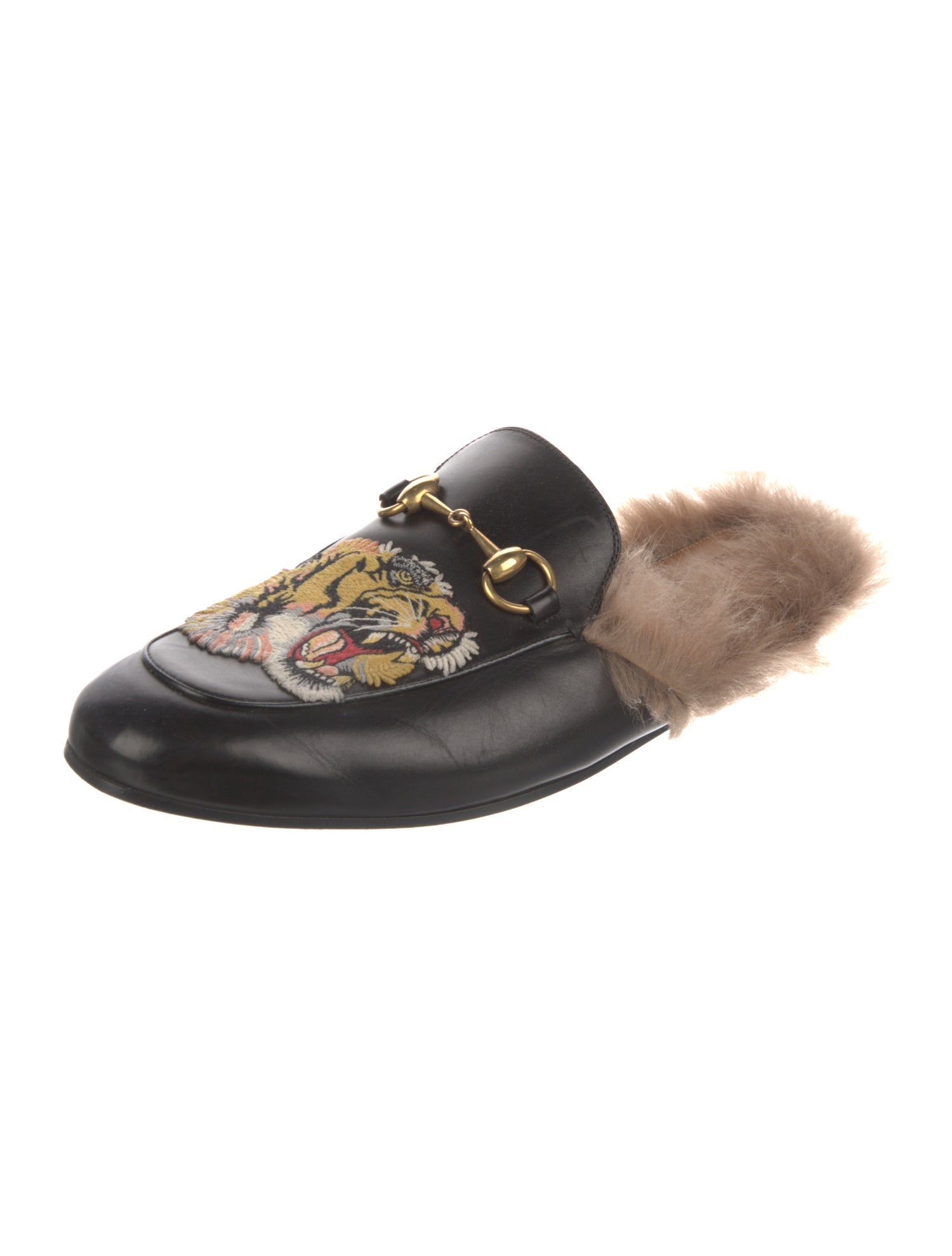 Gucci Horsebit Accent Leather Slippers