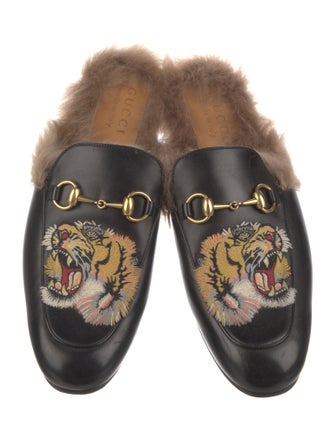 Gucci Horsebit Accent Leather Slippers
