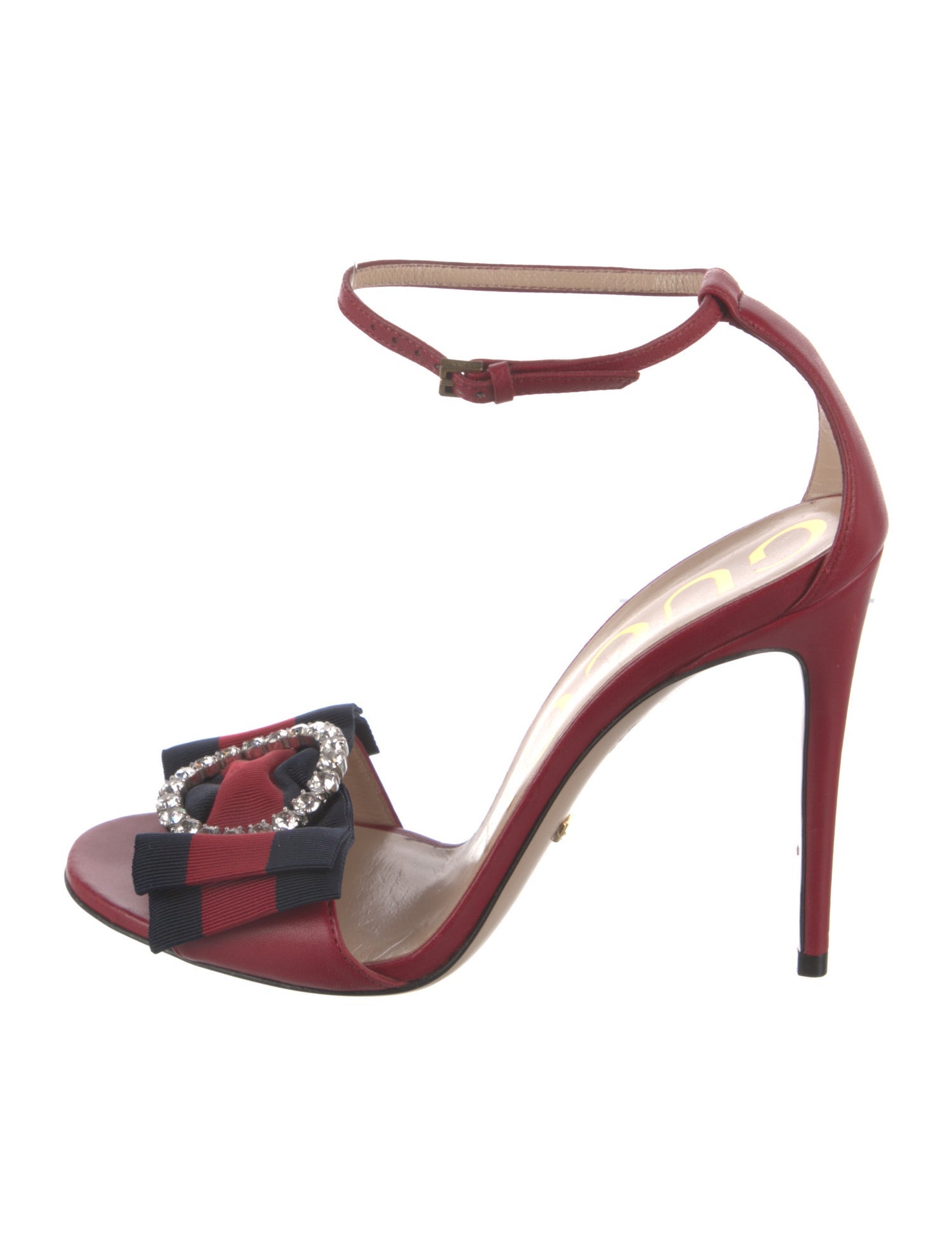 Gucci Sylvie Web Accent Leather Sandals