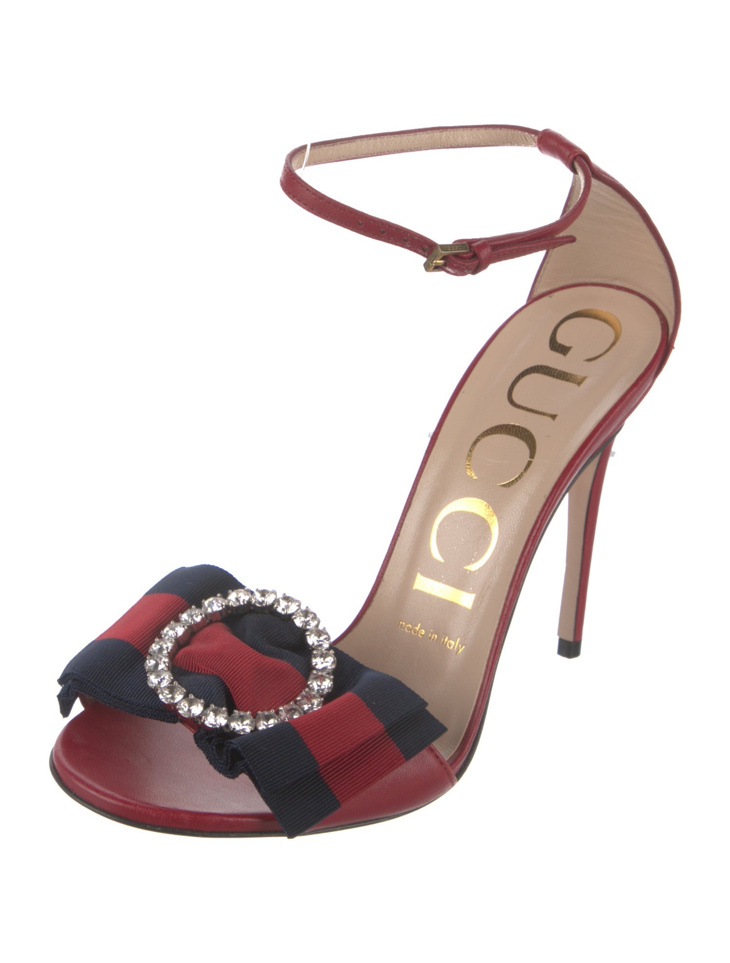 Gucci Sylvie Web Accent Leather Sandals