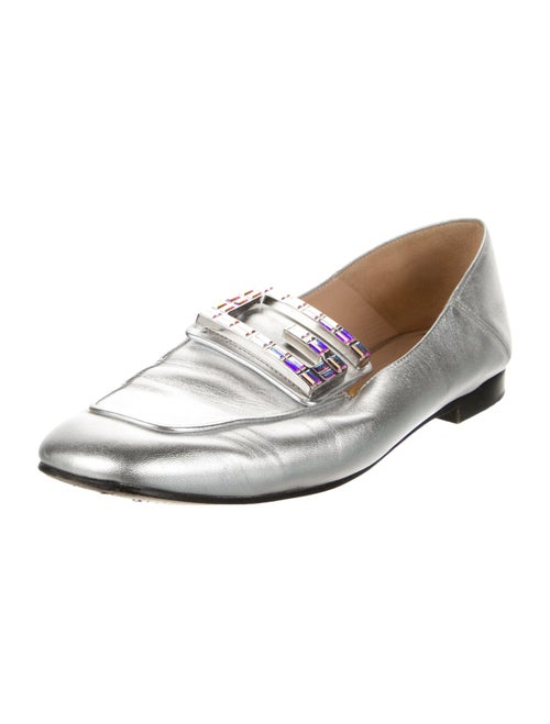 Gucci Leather Crystal Embellishments Loafers