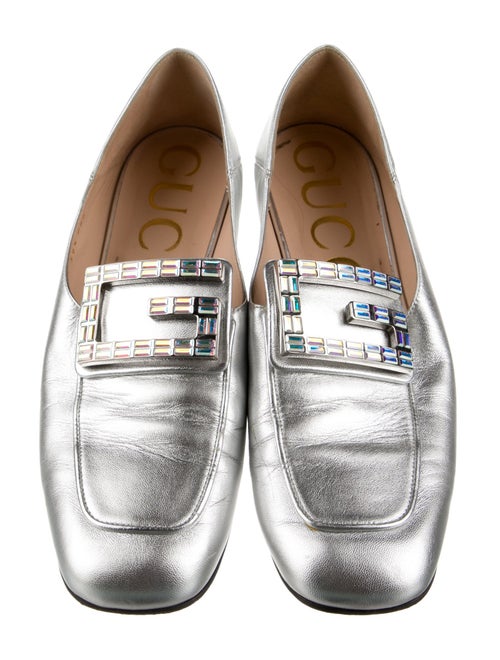 Gucci Leather Crystal Embellishments Loafers