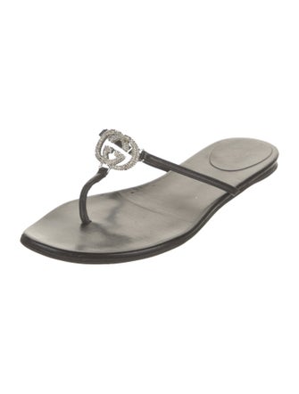 Gucci Interlocking G Logo Leather Slides