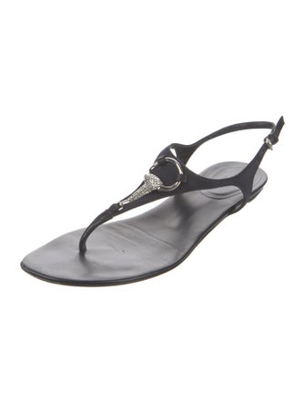 Gucci Hasler Horsebit Accent Leather T-Strap Sandals