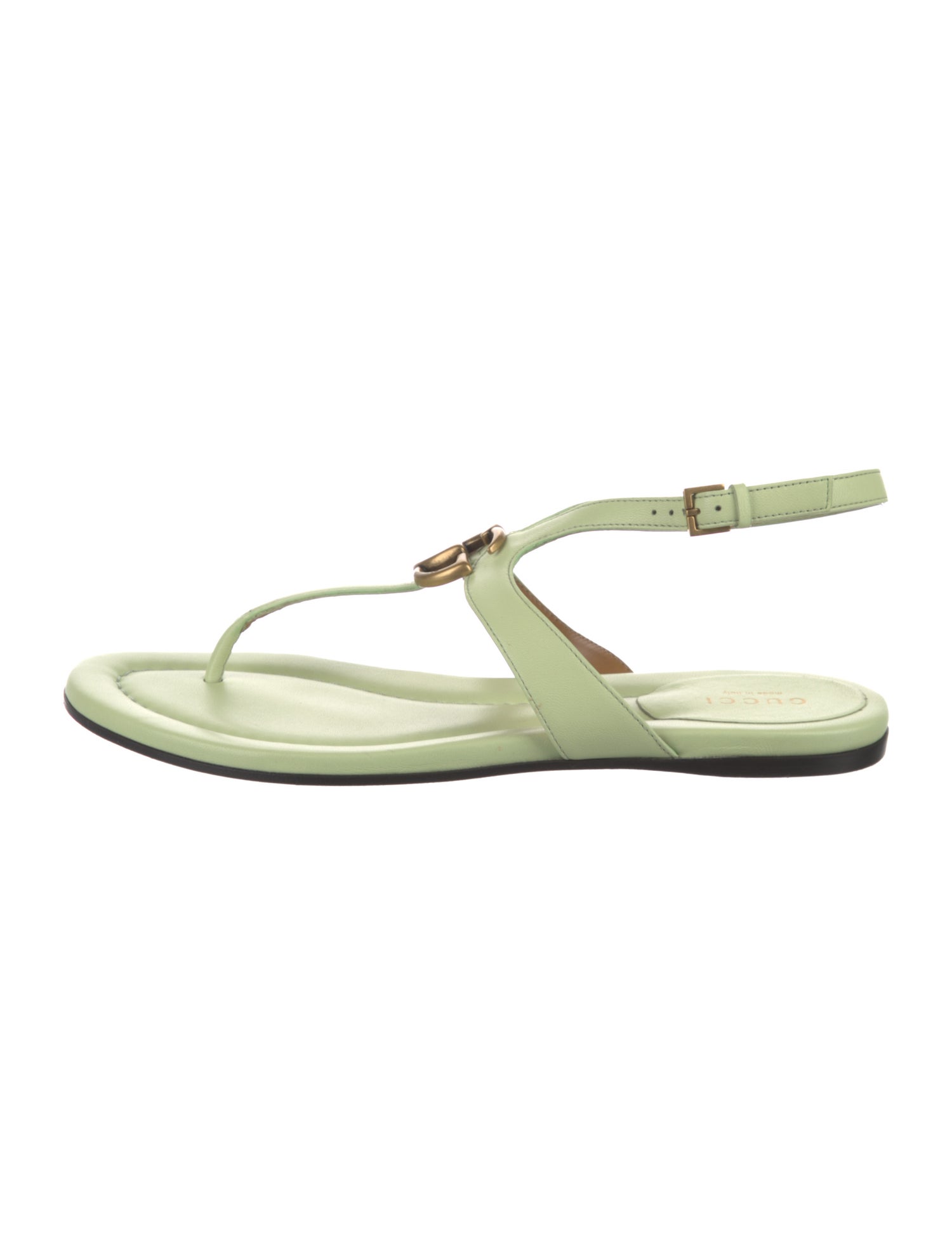 Gucci Double G Logo Leather T-Strap Sandals