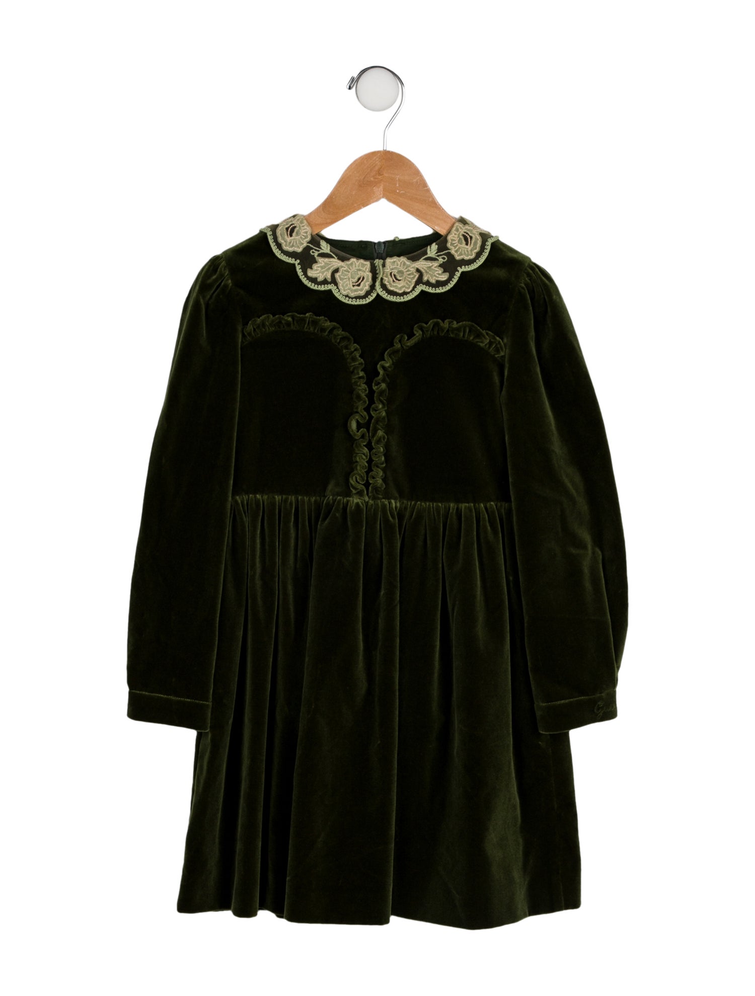 Gucci x Angela Lynne Girls' Velvet Long Sleeve Dress