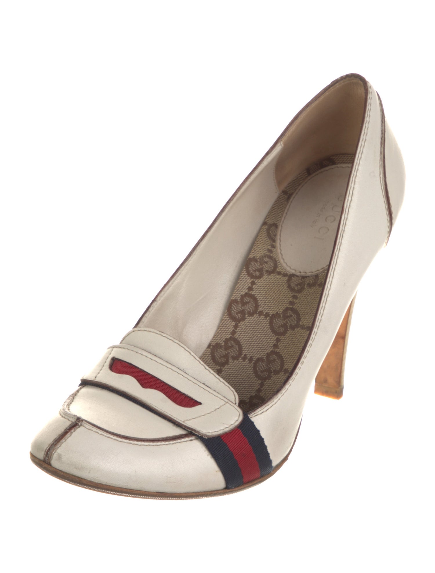Gucci Sylvie Web Accent Leather Pumps