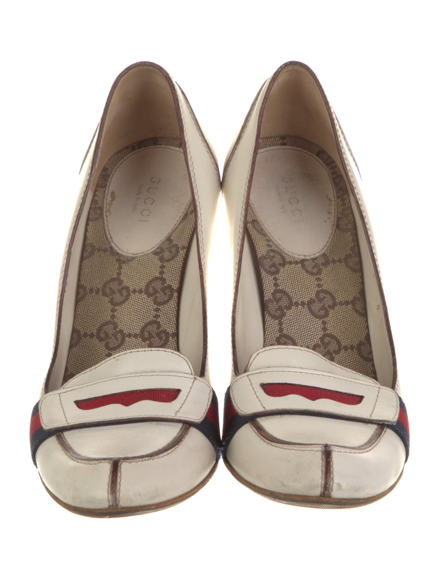 Gucci Sylvie Web Accent Leather Pumps